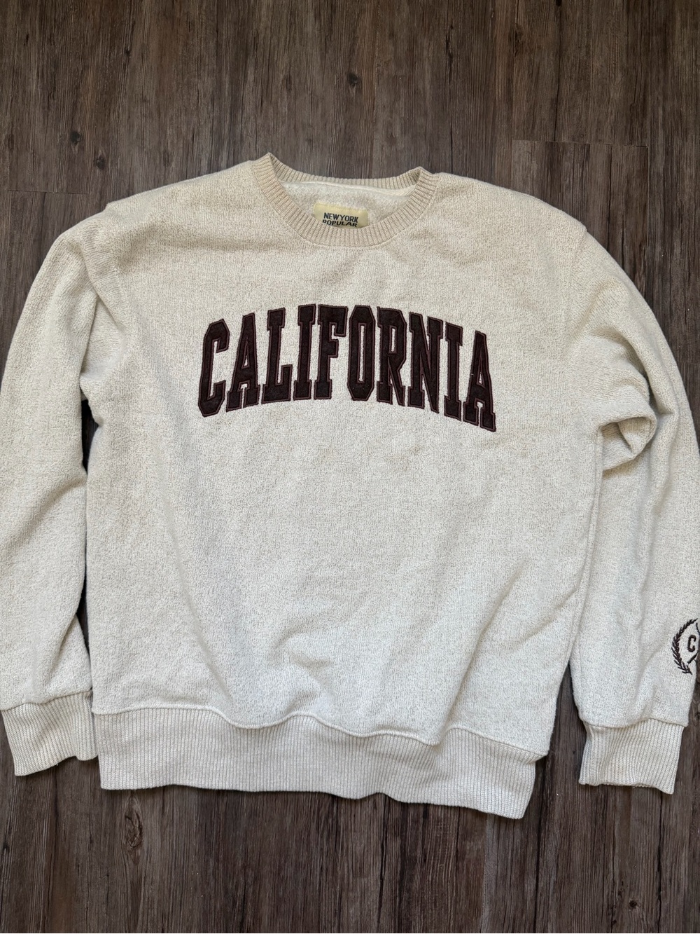 California Crewneck Sweatshirt - Cream with Brown Lettering
